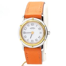 Relógio Hermès "Clipper" em aço. Laranja