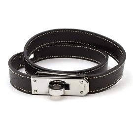 Pulseira Hermès Kelly Double Tour. Cinza