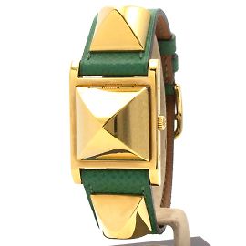 Reloj de dama Hermès Médor chapado en oro Dorado