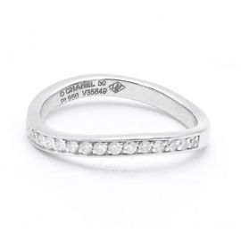 Chanel Platinum and Diamond Ring Size 49 Silvery