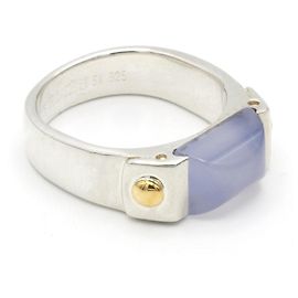Hermès Ring aus Silber mit blauem Chalcedon Silber