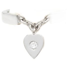 Cartier White Gold Heart Diamond Ring Size 48 Silvery