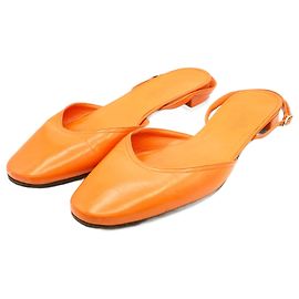 Hermès Sandalen aus Leder orange H Motiv Größe 35 Orange