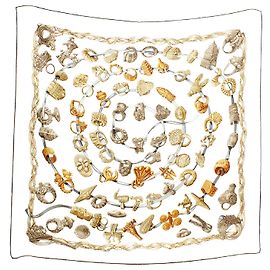 Lenço de seda Hermès Alliance du Monde creme 90x90 Cru