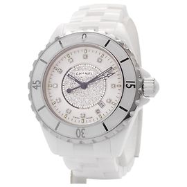 Chanel J12 White Ceramic Watch with Diamonds White