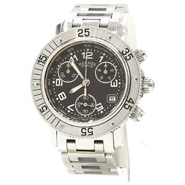 Relógio Hermès Clipper Chrono em aço. Prata