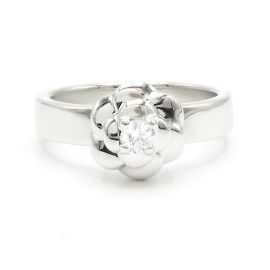 Anello Chanel Camelia in oro bianco 18K e diamante Argento