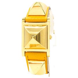 Espléndido reloj de dama Hermès Médor chapado en oro. Dorado