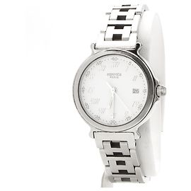 Hermès "Clipper" Uhr aus Stahl. Silber