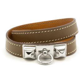Bracelete de dupla volta Hermès Rivale; Prata