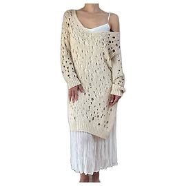 Vestido Twin Set de algodão branco e bege Branco Bege