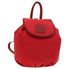 LOEWE Backpack Nylon Red Gold Auth 127904 Red Golden
