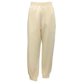 Jil Sander Coconut 2023 Calças de moletom de lã e algodão dupla face em terry escovado Cru