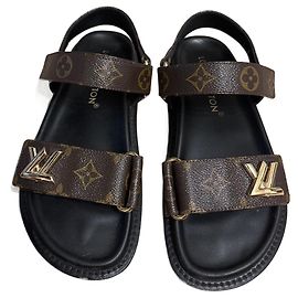 Louis Vuitton Leather Sandals Brown Brown