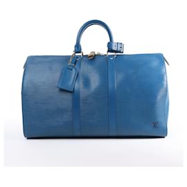 Louis Vuitton-Louis Vuitton Epi Leather Keepall 45 Travel Bag in Blue M42975-Blue