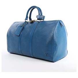 Louis Vuitton-Louis Vuitton Epi Leather Keepall 45 Travel Bag in Blue M42975-Blue