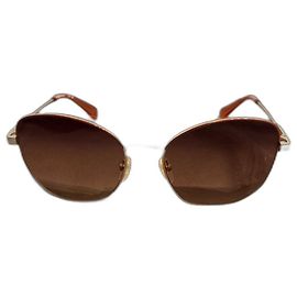 Óculos de sol oversize Longchamp marrom bege metal Marrom Bege