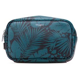 Pochette Tropical Palm en Grain de Poudre Bleu Saint Laurent Bleu