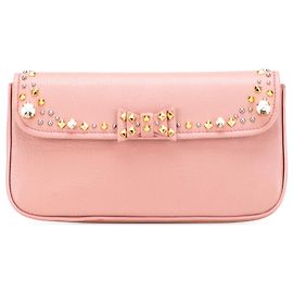 Clutch de piel de cabra rosa Madras con cristales Miu Miu Rosa
