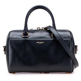 Bolsa Duffle Clássica em Couro Preto Baby Saint Laurent Preto