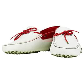 Tod's-Tod’s × Ferrari Leather Driving Shoes Limited-White,Red