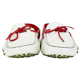 Tod's-Tod’s × Ferrari Leather Driving Shoes Limited-White,Red