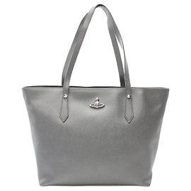 Leder Tote Bag Vivienne Westwood Red Label Silber Grau