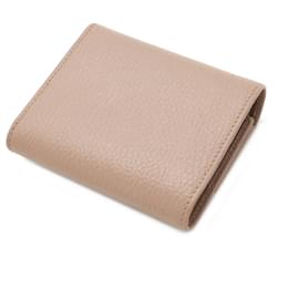 Gucci-Gucci Leather GG Marmont Tri-fold Wallet Pink Beige 546584-Beige