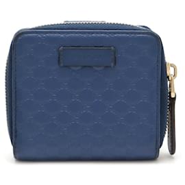 Gucci-Gucci Microguccissima Compact Wallet Leather 449395-Blue