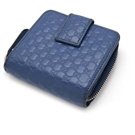 Gucci-Gucci Microguccissima Compact Wallet Leather 449395-Blue