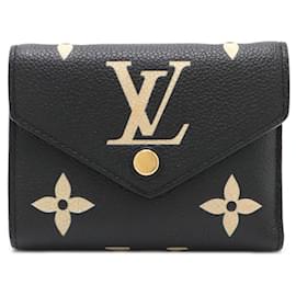 Louis Vuitton-Louis Vuitton Portefeuille Victorine Monogram Empreinte Wallet-Black,Beige