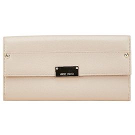 Cartera de cuero con logo JIMMY CHOO Beige