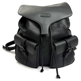 Emporio Armani Gray Leather Backpack Brown