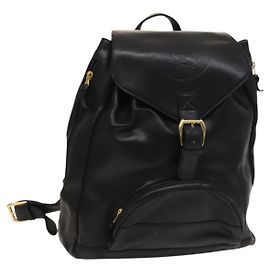Mochila de couro preta e dourada Gianni Versace Auth BA3548 Preto Dourado