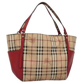 Burberry Borsa Tote Nova Check in PVC beige, oro e rosso Auth 128403 Rosso Beige D'oro