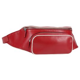 PRADA Bolsa de corpo de couro prata vermelha Auth 130229V Prata Vermelho