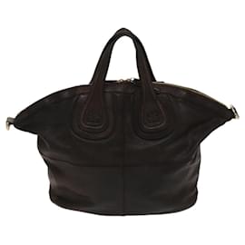 Givenchy-GIVENCHY Nightingale Hand Bag Leather 2way Brown Gold Auth yk18509-Brown,Golden