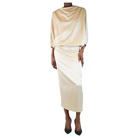 Totême Maxikleid aus cremefarbenem Satin - Größe UK 8 Roh