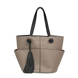 Tod's-Tod's Tassel Detail Tote Bag-Brown,Black
