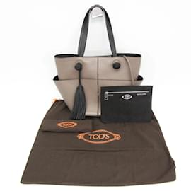 Tod's-Tod's Tassel Detail Tote Bag-Brown,Black