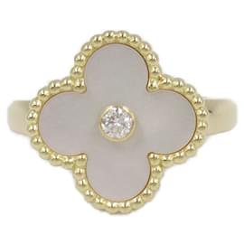 Van Cleef & Arpels-Bague Vintage Alhambra en nacre et diamants de Van Cleef & Arpels-Doré