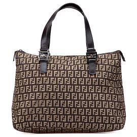 Fendi Brown Zucchino Canvas Tote Brown