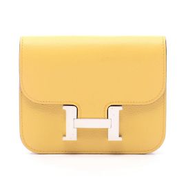 Hermès Hermes Constance Slim Bifold Geldbörse Blau Gelb