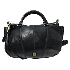Givenchy-BLACK LEATHER HAND BAG GIVENCHY WITH SHOULDER STRAP-Black