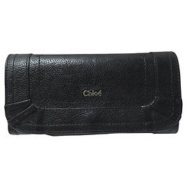 Chloé CHLOE GELDBÖRSE 3P0376-043 SCHWARZER GRAINED LEATHER MÜNZBEUTEL + BOX Schwarz