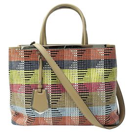 FENDI CABAS 2 JOURS 8BH250 REGULAR INTRECCIO WOVEN RAFFIA HANDBAG Multiple colors