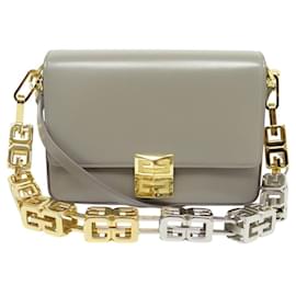 Givenchy-NEW GIVENCHY 4G HAND BAG WITH CUBE CHAIN 204500YB1H3-099 TAUPE LEATHER-Taupe