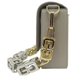 Givenchy-NEW GIVENCHY 4G HAND BAG WITH CUBE CHAIN 204500YB1H3-099 TAUPE LEATHER-Taupe