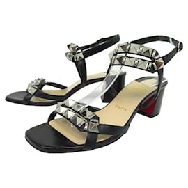 Christian Louboutin-NEW CHRISTIAN LOUBOUTIN GALERIETTA 38.5 STUDDED HEEL SANDALS-Black