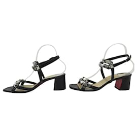 Christian Louboutin-NEW CHRISTIAN LOUBOUTIN GALERIETTA 38.5 STUDDED HEEL SANDALS-Black